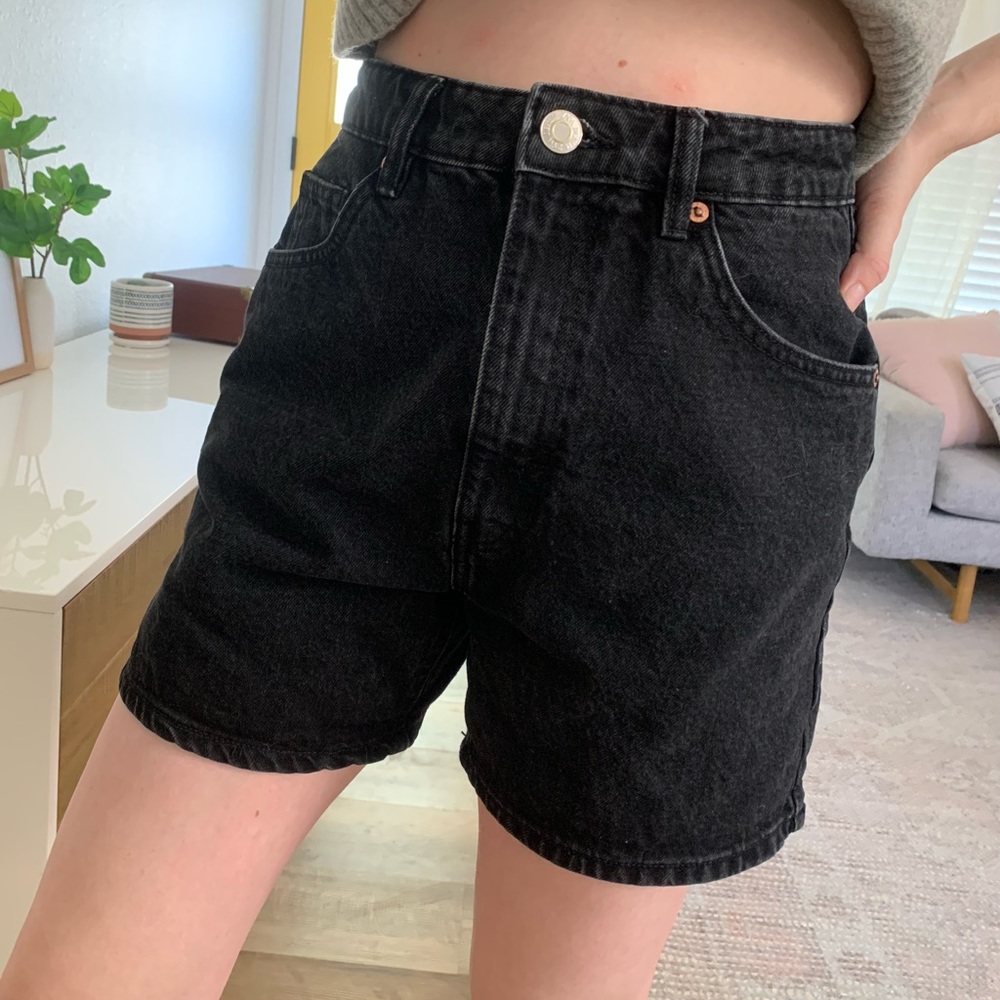Zara Black High Rise Denim Shorts